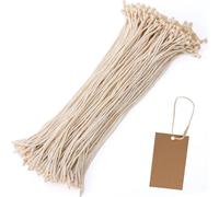 YALOJE 200 Pcs 8.3 Inch Hang Tag String, Beige Cotton Clothing Tag Rope, Hang String with Plastic Snap Lock Pin Loop Fastener for Label Price Tags Luggage