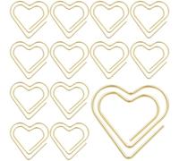 YALOJE 20pcs Mini Heart Shape Paper Clips, Gold Color Fancy Paperclips, Cute Love Heart Metal Bookmarks, Decorative Paper Clamps Holders for Document, Office, Home