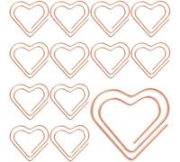 YALOJE 20pcs Mini Heart Shape Paper Clips, Rose Gold Color Fancy Paperclips, Cute Love Heart Metal Bookmarks, Decorative Paper Clamps Holders for Document, Office, Home