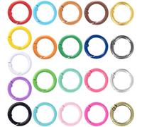 YALOJE 21pcs Spring O Ring Clips, 21 Colors 24 mm Mini Circle Keyring Clips, Zinc Alloy Round Spring Snap Keychain Rings for Keys, Crafts, Handbags