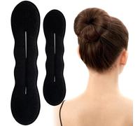 YALOJE 2pcs Hair Bun Updo Makers, Black Soft Hair Bun Shaper for Women, Non-Slip 2 Sizes Hair Donut Bun Lazy Curler Clip Hairstyles Accessories for Daily, Wedding