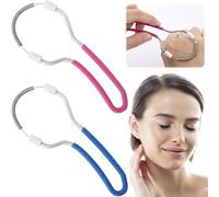 YALOJE 2pcs Manual Facial Hair Remover, Portable Stainless Steel Spring Epilator, Mild Facial Threading Hair Remover for Women Men - Blue, Pink