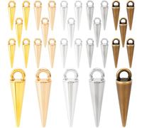 YALOJE 30pcs Stainless Steel Cone Charm, Punk Style Spike Pendants with Small Hole, Glossy Gothic Dangle Cone Pendants Charm for Women Necklace, Jewelry Making, DIY Crafts-5 Colors