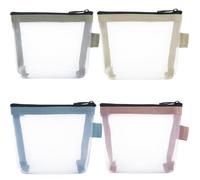 YALOJE 4pcs Mni Makeup Bags, Small Clear Mesh Cosmetic Bag, Portable Pocket Mesh Zipper Pouch for Women Cards, Jewelry, Purse - Blue, Pink, Green, Yellow