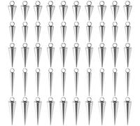 YALOJE 50pcs Stainless Steel Cone Charm, 5 Sizes Punk Style Spike Pendants with Small Hole, Glossy Gothic Dangle Cone Pendants Charm for Women Necklace, Jewelry Making, DIY Crafts - Silver
