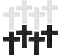 YALOJE 8 PCS Cross Patch, Embroidered Cross Iron on/Sew on Patch, Vintage Crosses Applique Patches Repair Decor Accessories for Clothes Bags Hats - Black, White
