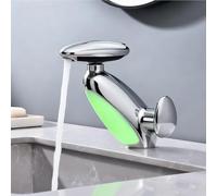 Yalsfowe LED Bathroom Sink Faucet with Pull Out Sprayer, 4 in 1 Waterfall Faucet, Modern, Single Hole, Chrome