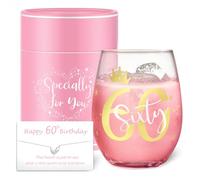 Yalucky 60th Birthday Gifts for Women Wine Glass Funny Retirement Gifts for Her 60th Anniversary Wedding Gift Best Friend,Mum,Sister,Wife,Auntie,Ladies Gift Birthday Decorations Presents Ideas