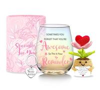 Yalucky Birthday Gifts for Women Stemless Wine Glasses Get Well Gifts Thank You Gift for Women Friendship Personalized Unique Inspirational Gift for Mom Best Friend Grandma Coworker Stocking Stuffers