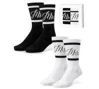 Yalucky Funny Gifts for Couples 2 Paires Funny Novelty Socks for Women and Men Engagement Wedding Present for Bride and Groom Anniversary Valentines Romantic Gift for Her and Him