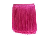 Yalulu 10 Meters 20 CM Width Polyester Latin Fringe Tassel Trimming Lace DIY Latin Macrame Samba Dance Dress Stage Clothes Curtain Trim (Rose Red)