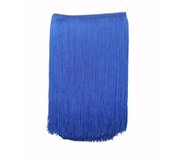 Yalulu 10 Meters Long 30 CM Wide Polyester Latin Fringe Tassel Trimming Lace DIY Latin Macrame Samba Dance Dress Stage Clothes Curtain Trim (Gem Blue)