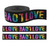 Yalulu 10 Yards Love Printed Elastic Bands Elastic Band Braided Elastic String Love Rubber Webbing for Clothing Trousers Sewing Supplies (Multicolour, 50mm)