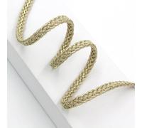 Yalulu 10 Yards Metallic Braid Lace Trim Wave Edging Twined Ribbons Woven Gimp Webbing Trimming for Curtain Lampshades Costume DIY Crafts (Khaki)