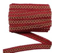 Yalulu 10 Yards Polyester Woven Gimp Braid Trim Lace Edge Trim Edging Trimmings Fabric for DIY Sewing Net Yarn Ribbons Clothing Accessories Decor (Wine Red)