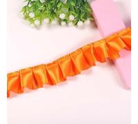 Yalulu 10 Yards Satin Ruffle Trim, Pleated Lace Ribbon Trim Edging Trim Fabric for DIY Sewing Home Decoration (Orange)
