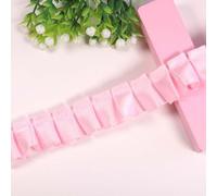Yalulu 10 Yards Satin Ruffle Trim, Pleated Lace Ribbon Trim Edging Trim Fabric for DIY Sewing Home Decoration (L-Pink)