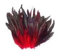 Yalulu 100PCS Natural Black Rooster Tail Dyed Feathers for Crafts Decorative Needlework Feathers for Craft DIY Wedding Decorations (Red)
