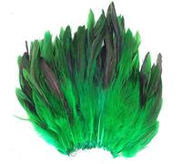 Yalulu 100PCS Natural Black Rooster Tail Dyed Feathers for Crafts Decorative Needlework Feathers for Craft DIY Wedding Decorations (Green)