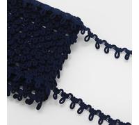 Yalulu 18 Yards Buttonhole Ribbon Braid Trim with Button Loops 15mm Corset Braid Cord Stretch Loop Lace Trim for DIY Sewing Crafts Elastic Button Loop (Navy Blue)