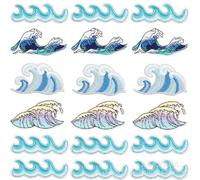 Yalulu 18Pcs Wave Ocean Embroidered Patches for Clothing, Sew on Applique Repair Patch Stickers for Clothes, Dress, Hat, Jeans, DIY Craft Accessories