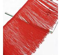 Yalulu 2 Meters 20cm Wide Lace Fringe Trim Tassel Fringe Trimming Sewing Edge Decorative Ribbon for DIY Latin Dress Stage Clothes Accessories (Red)