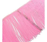 Yalulu 2 Meters 20cm Wide Lace Fringe Trim Tassel Fringe Trimming Sewing Edge Decorative Ribbon for DIY Latin Dress Stage Clothes Accessories Lace (Pink)