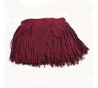 Yalulu 2 Meters Fringe Tassel Trim, Faux Suede Leather Tassel Ribbon, Tassel Fringe Lace Ribbon for DIY Sewing Craft Garment Handbag Hem Accessories (Purple-Red)