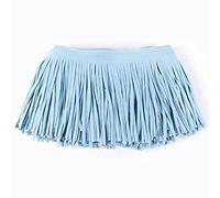 Yalulu 2 Meters Fringe Tassel Trim, Faux Suede Leather Tassel Ribbon, Tassel Fringe Lace Ribbon for DIY Sewing Craft Garment Handbag Hem Accessories (Light Blue)