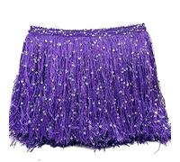 Yalulu 2 Metres Length 20 cm Wide Sequin Tassel Cut Fringe Fringe Cut Fringe Trim Chainette Fringe Trim Band DIY Clothing Embellishment (Purple)