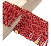 Yalulu 2 Yards Bullion Fringe Trim, 13cm Width Polyester Fringe Tassel Trim Upholstery Curtain Lamp Trimmings Costum Trims Curtain Decoration Costume Accessories (Wine Red)