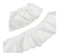 Yalulu 2 Yards Pleated Organza Gathered Mesh Lace Trim, 13.5cm Wide Ruffle Trim Wavy Edge Floral Cotton Ribbon for Sewing Dresses Clothes Bag (White)