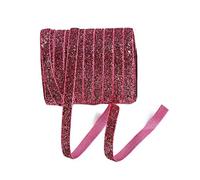 Yalulu 20 Yards 3/8" Width 10mm Handmade Sparkle Glitter Metallic Velvet Ribbon Handmade Ribbon for Hair Bows Gift Wrapping DIY Crafts Wedding Party Sewing Accessory (Pink)