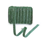 Yalulu 20 Yards 3/8" Width 10mm Handmade Sparkle Glitter Metallic Velvet Ribbon Handmade Ribbon for Hair Bows Gift Wrapping DIY Crafts Wedding Party Sewing Accessory (Green)