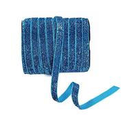 Yalulu 20 Yards 3/8" Width 10mm Handmade Sparkle Glitter Metallic Velvet Ribbon Handmade Ribbon for Hair Bows Gift Wrapping DIY Crafts Wedding Party Sewing Accessory (Blue)