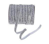 Yalulu 20 Yards 3/8" Width 10mm Handmade Sparkle Glitter Metallic Velvet Ribbon Handmade Ribbon for Hair Bows Gift Wrapping DIY Crafts Wedding Party Sewing Accessory (Silver)