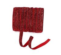 Yalulu 20 Yards 3/8" Width 10mm Handmade Sparkle Glitter Metallic Velvet Ribbon Handmade Ribbon for Hair Bows Gift Wrapping DIY Crafts Wedding Party Sewing Accessory (Red)