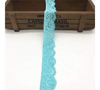 Yalulu 20 Yards Floral Lace Fabric Stretch Elastic Ribbon Trim Lace for Sewing Underwear Garment Headbands Crafts Making (Light Blue)