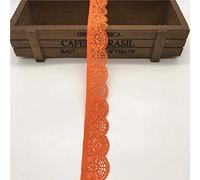 Yalulu 20 Yards Floral Lace Fabric Stretch Elastic Ribbon Trim Lace for Sewing Underwear Garment Headbands Crafts Making (Orange)