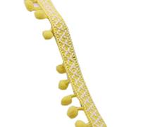 Yalulu 20 Yards Lace Ribbon Sewing Accessories Pom Pom Tassel Pompoms Trim Ball Fringe Embroidery Apparel Lace Fabric DIY Craft Sewing (Yellow)