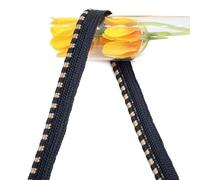 Yalulu 20 Yards Piping Cord for Sewing, 10mm Wide Upholstery Ribbon Cord Flanged Piping Trim Cushion Piping Sewing Braid Ribbon for Dress Costume Sewing, Home Textile Decoration (Black-BN)