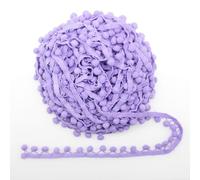 Yalulu 20 Yards Pom Poms Fringe Ball Trim 20mm Wide Fringe Tassel Trim Pom Pom Lace Ribbon for Crafts Sewing Home Decor (Purple)