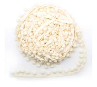 Yalulu 20 Yards Pom Poms Fringe Ball Trim 20mm Wide Fringe Tassel Trim Pom Pom Lace Ribbon for Crafts Sewing Home Decor (Beige)