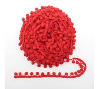 Yalulu 20 Yards Pom Poms Fringe Ball Trim 20mm Wide Fringe Tassel Trim Pom Pom Lace Ribbon for Crafts Sewing Home Decor (Red)