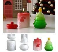 Yalulu 2Pcs Christmas Tree Jar Silicone Moulds with Lid, Storage Box Mold, Santa Claus Candle Holder Epoxy Casting Molds