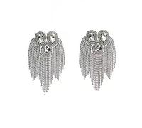 Yalulu 2Pcs Rhinestone Shoulder Epaulet Crystal Shoulder Badages, Fringe Shoulder Pads with Pin Dress Medal Accessories for Man Woman (Silver)
