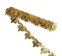 Yalulu 3 Meters Embroidered Trim Applique, Sequin Embroidery Lace Trim, Iron on/Sew on Ribbon Patches for Sewing Costumes Home Decor Garment Accessories (Gold)