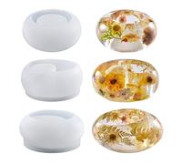 Yalulu 3Pcs Oval Tealight Candle Holder Silicone Mould Candlestick Epoxy Resin Molds, Tea Light Flower Pot Resin Casting Molds