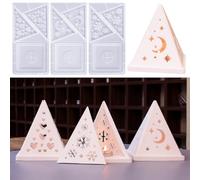 Yalulu 3Pcs Tealight Candle Holder Resin Mould, Pyramid Tea Light Candle Holder Silicone Molds, Candlestick Epoxy Resin Moulds