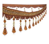 Yalulu 4 Yards Boho Style Deep Coffee Beaded Fringe Trim, Polyester with Beaded Accents, Perfect for Home Decor & DIY Projects